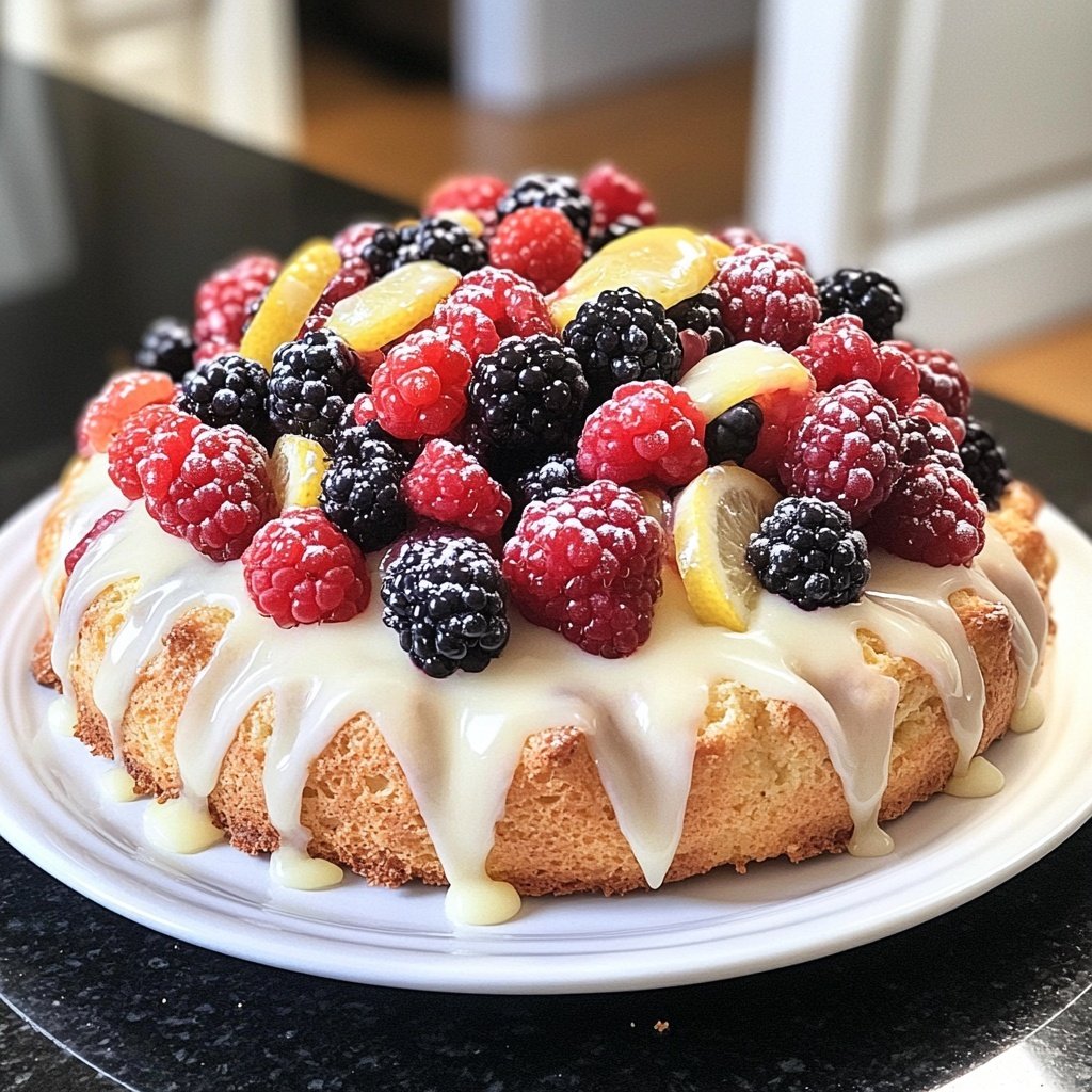 Zitronenkuchen mit Beeren
