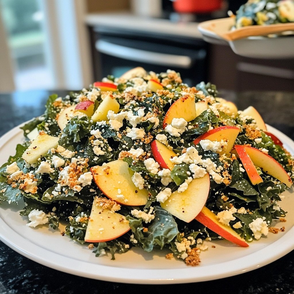 Grünkohlsalat mit Apfel und Feta