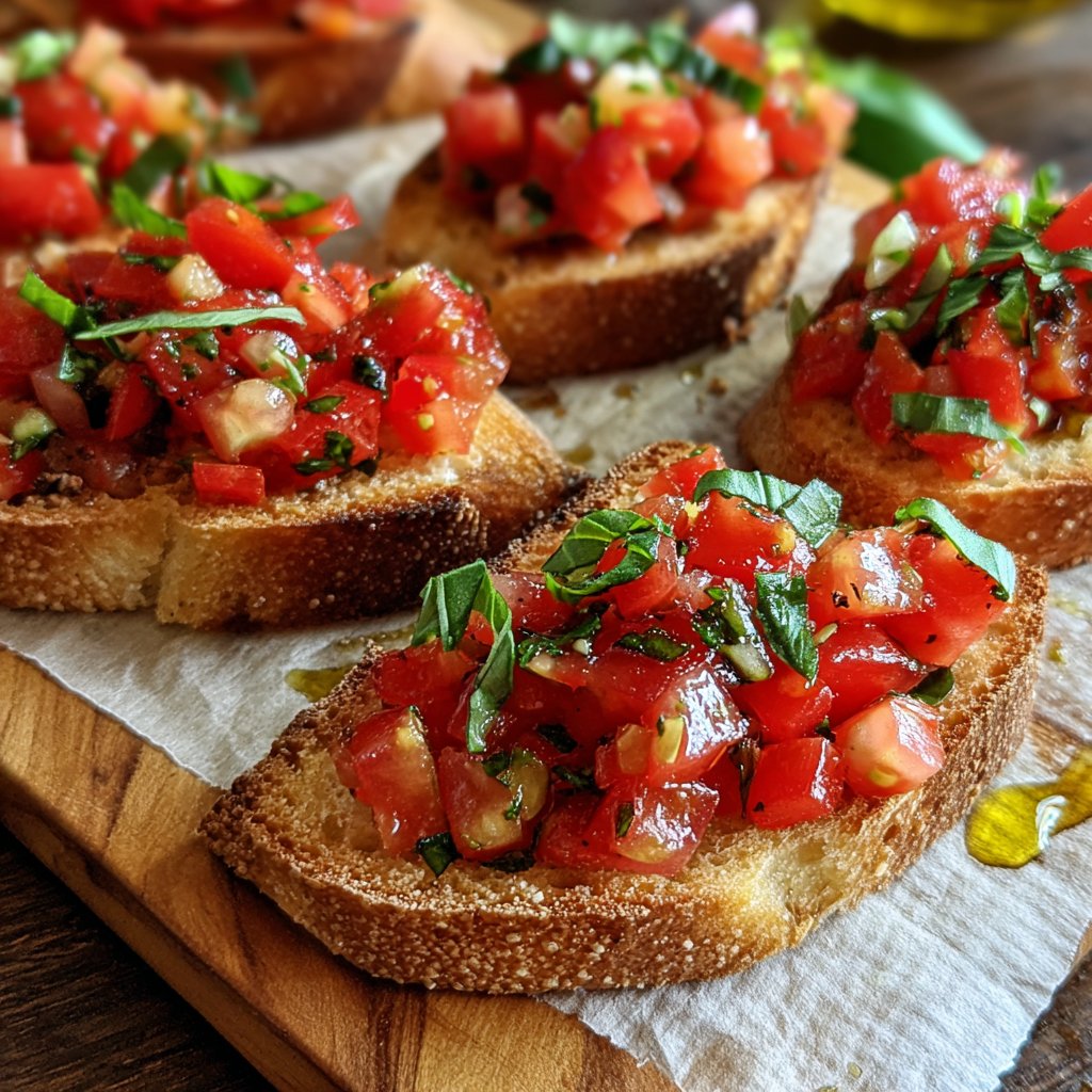 Bruschetta mit Tomaten und Basilikum