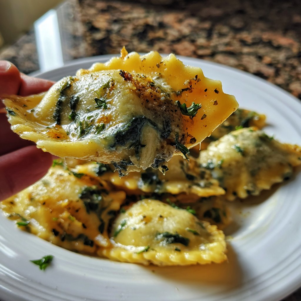 Ravioli mit Spinat und Butter-Salbei-Sauce