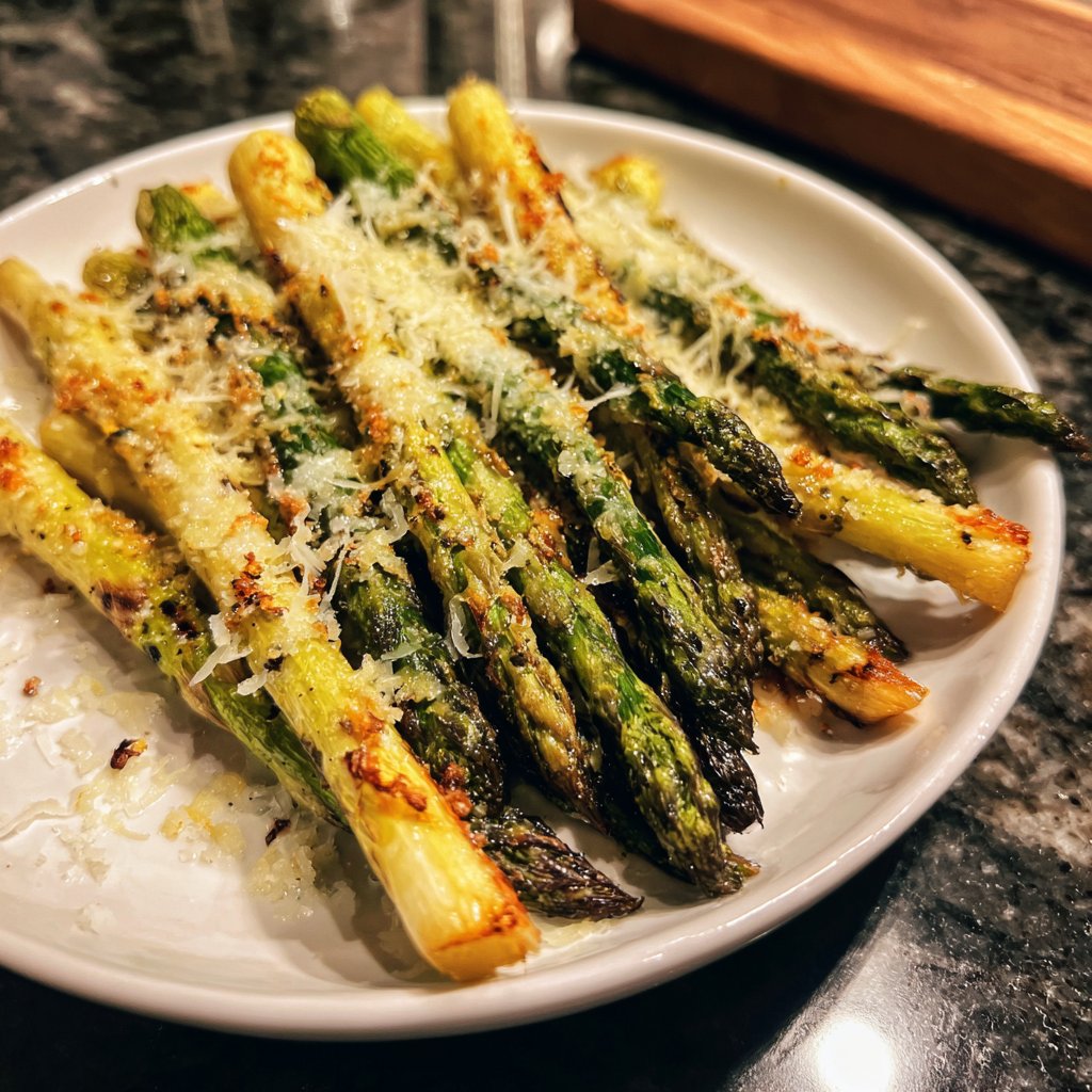 Grüner Spargel mit Parmesan
