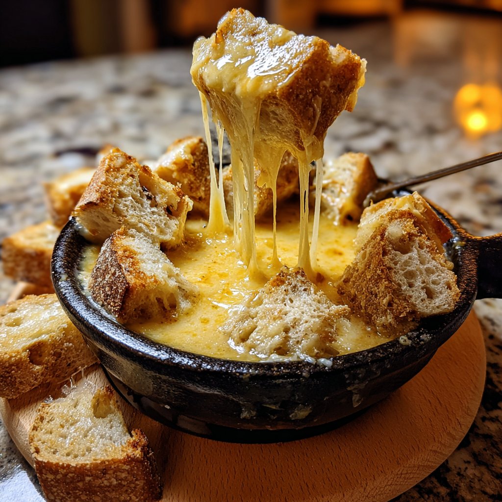 Fondue mit Gruyère und Emmentaler