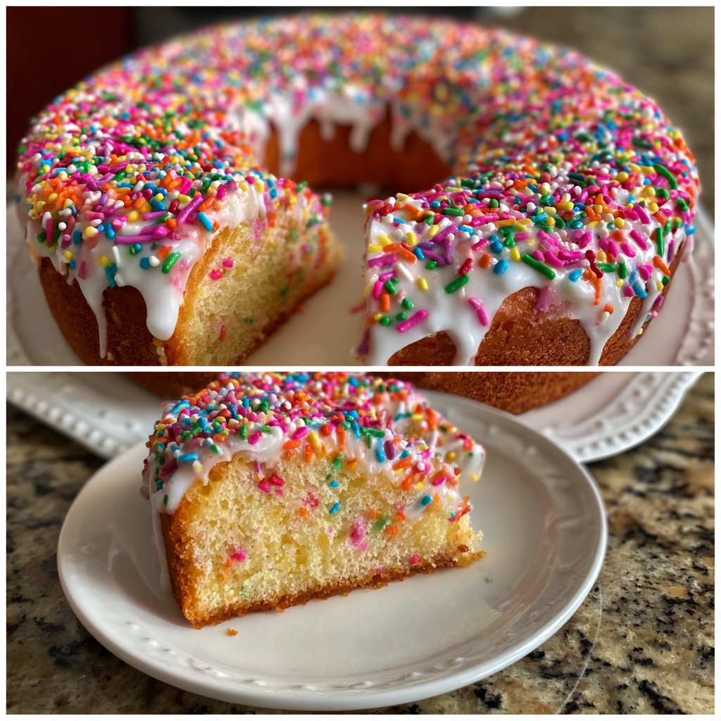 Geburtstagskuchen bunt mit Streuseln