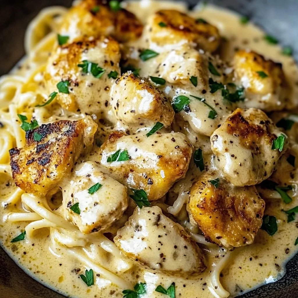 Einfache Knoblauch-Parmesan-Hähnchen-Pasta