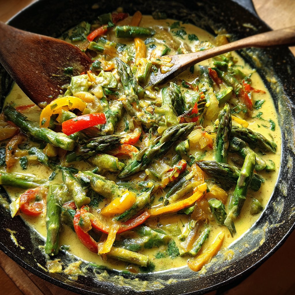 Gemüsecurry mit grünem Spargel